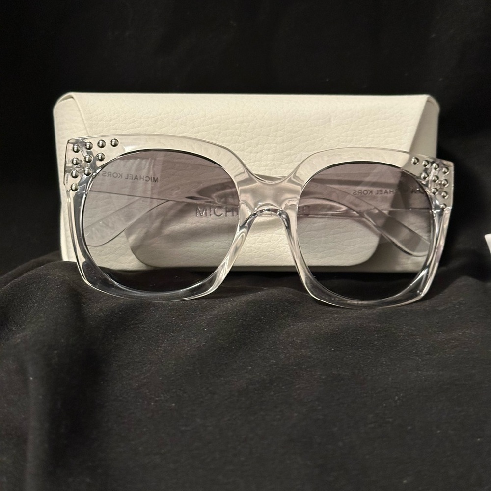 Michael Kors Women's Sunglasses with Crystal Accents - Clear and Silver